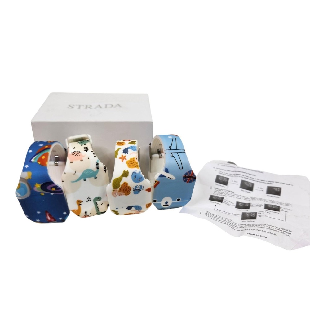 Strada Girls LED Digital Silicone Watches Set Multicolor Pattern Boxed Gift